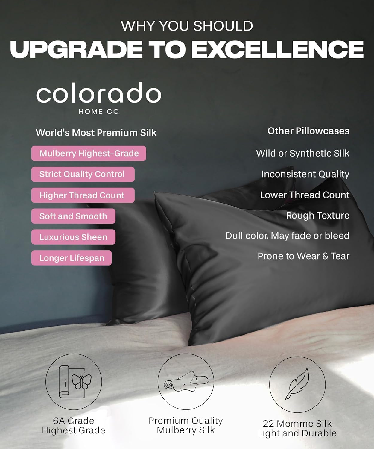 , 100% Mulberry Silk Pillowcase, King Size, Light Pink, 22 Momme, Zipper Closure, OEKO-TEX Certified