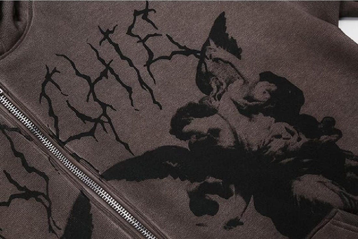 Women'S Y2K Hoodie Zip up Oversized Jacket Drawstring Long Sleeve Coat 90S E-Girl Vintage Baggy Graphic Sweatshirts Jacket