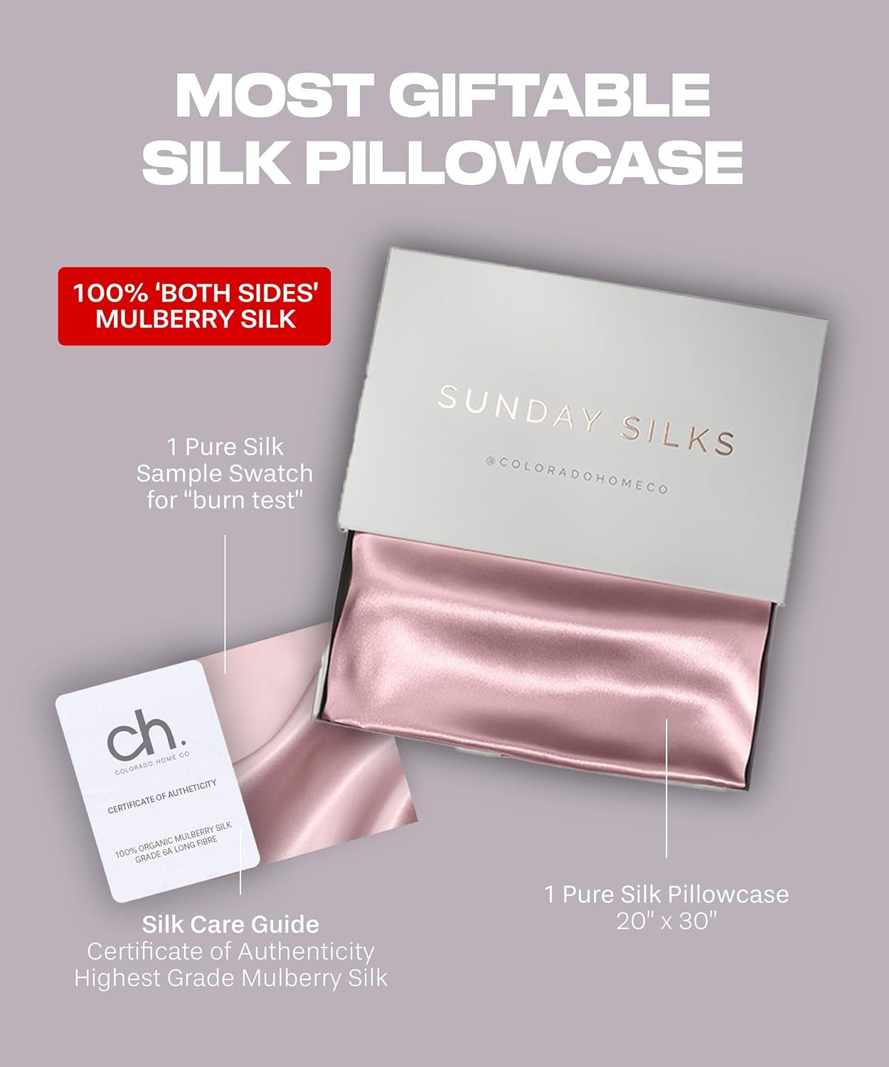 , 100% Mulberry Silk Pillowcase, King Size, Light Pink, 22 Momme, Zipper Closure, OEKO-TEX Certified